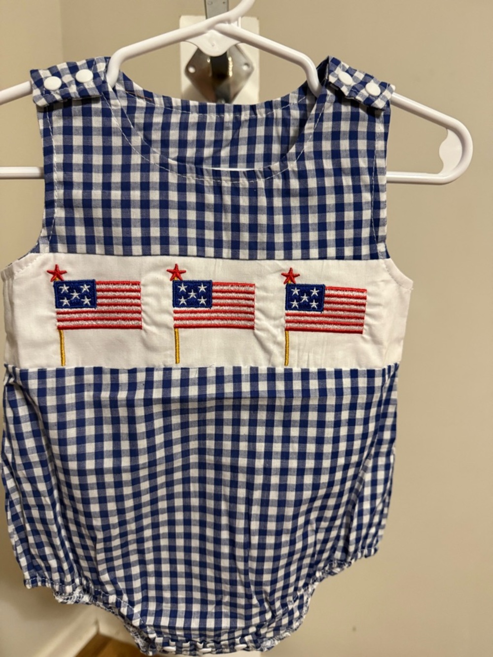New Gingham American Flag Romper - Picture 4 of 7